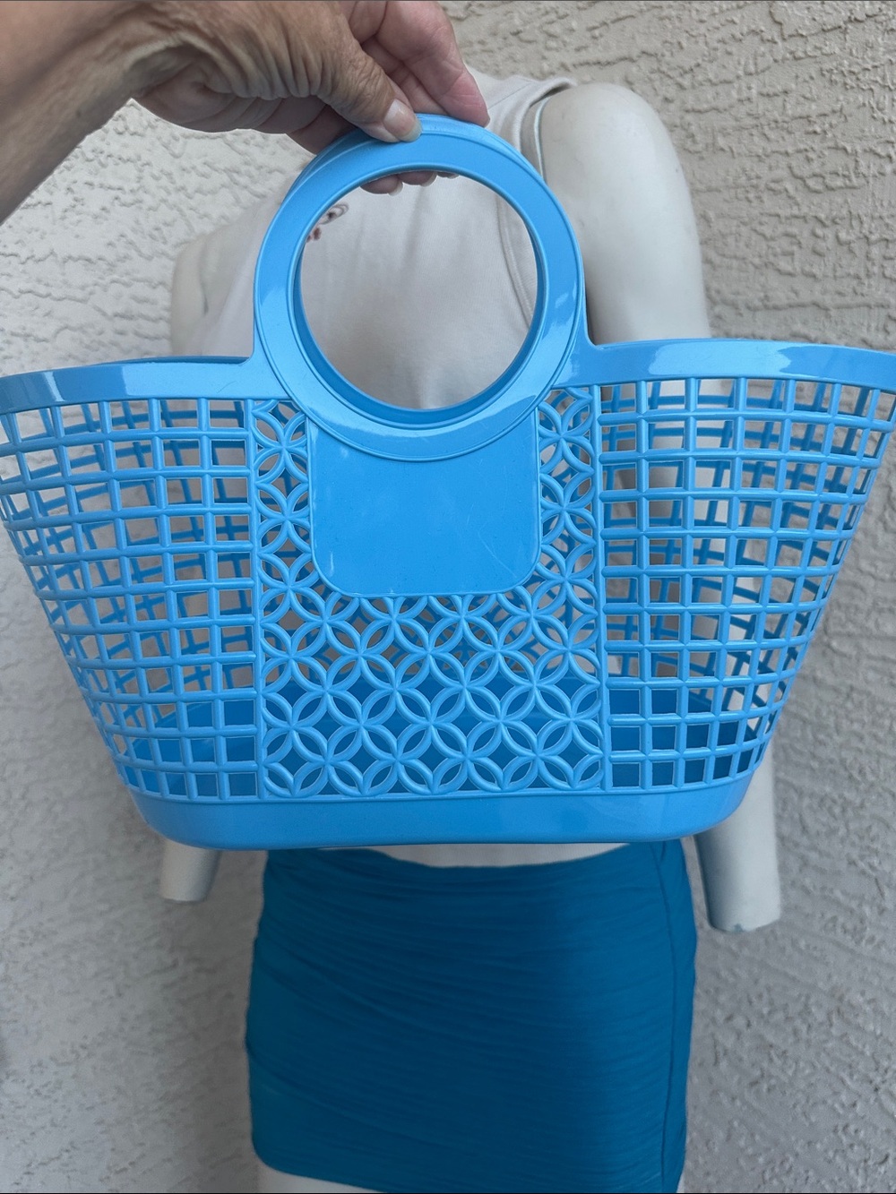 Blue Circular-Handle Tote Bag - Lightweight Beach & Market Bag